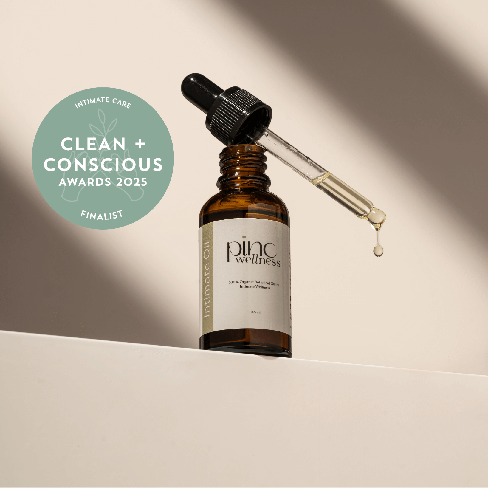 A soothing intimate oil for the delicate skin of the vulva by Pinc Wellness.