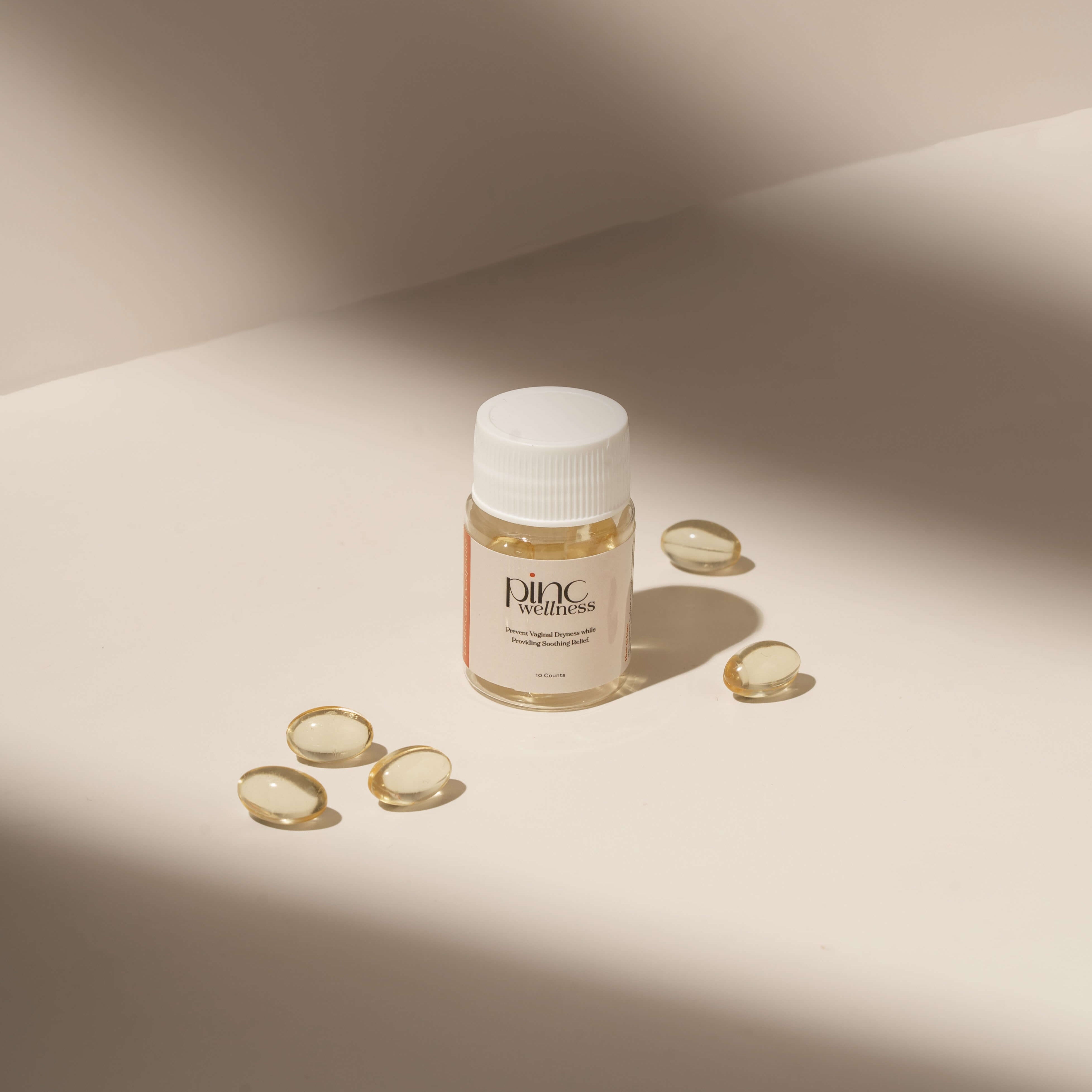 Lubricant capsules by Pinc Wellness for internal hydration and long-lasting moisture