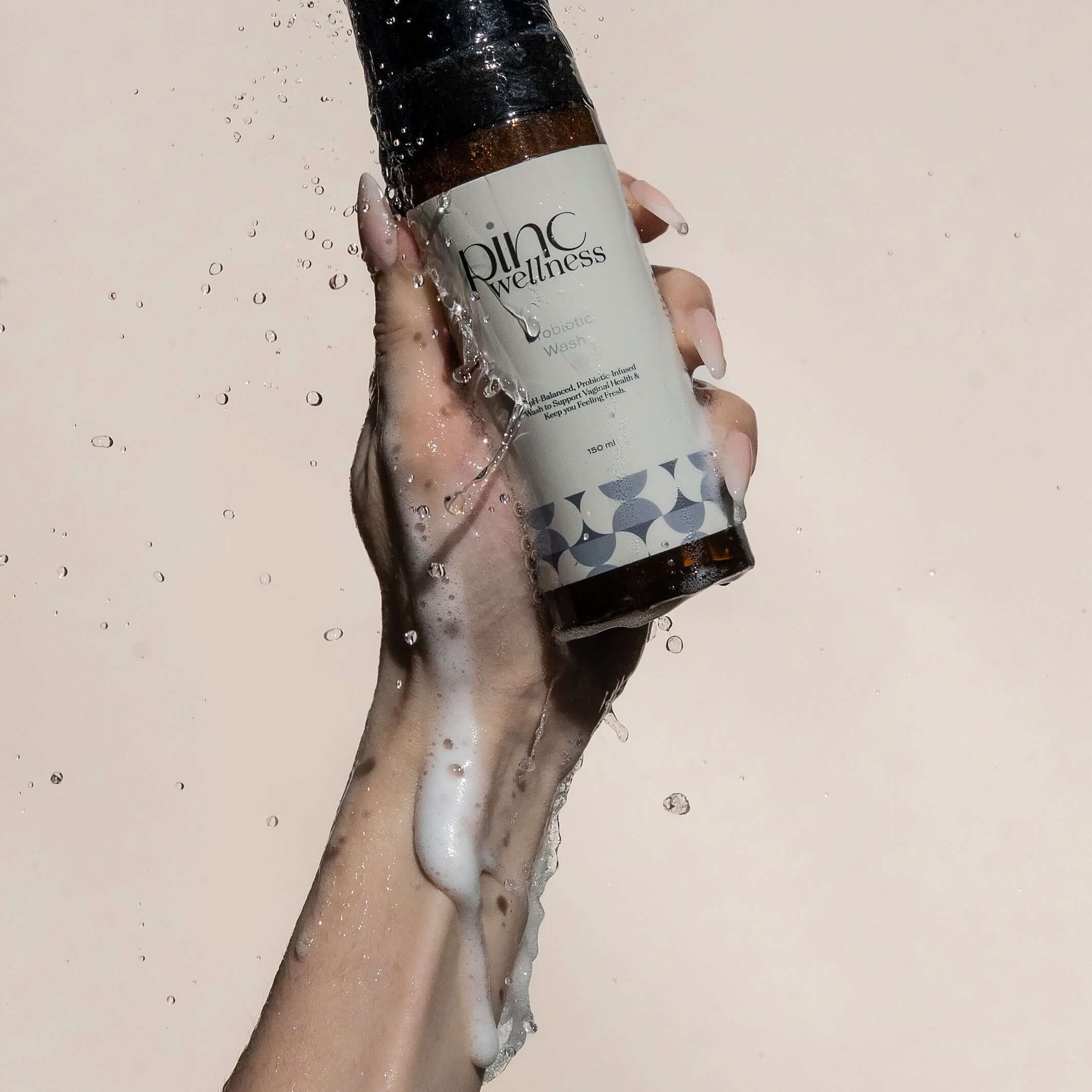 A bottle of probiotic intimate wash by Pinc Wellness