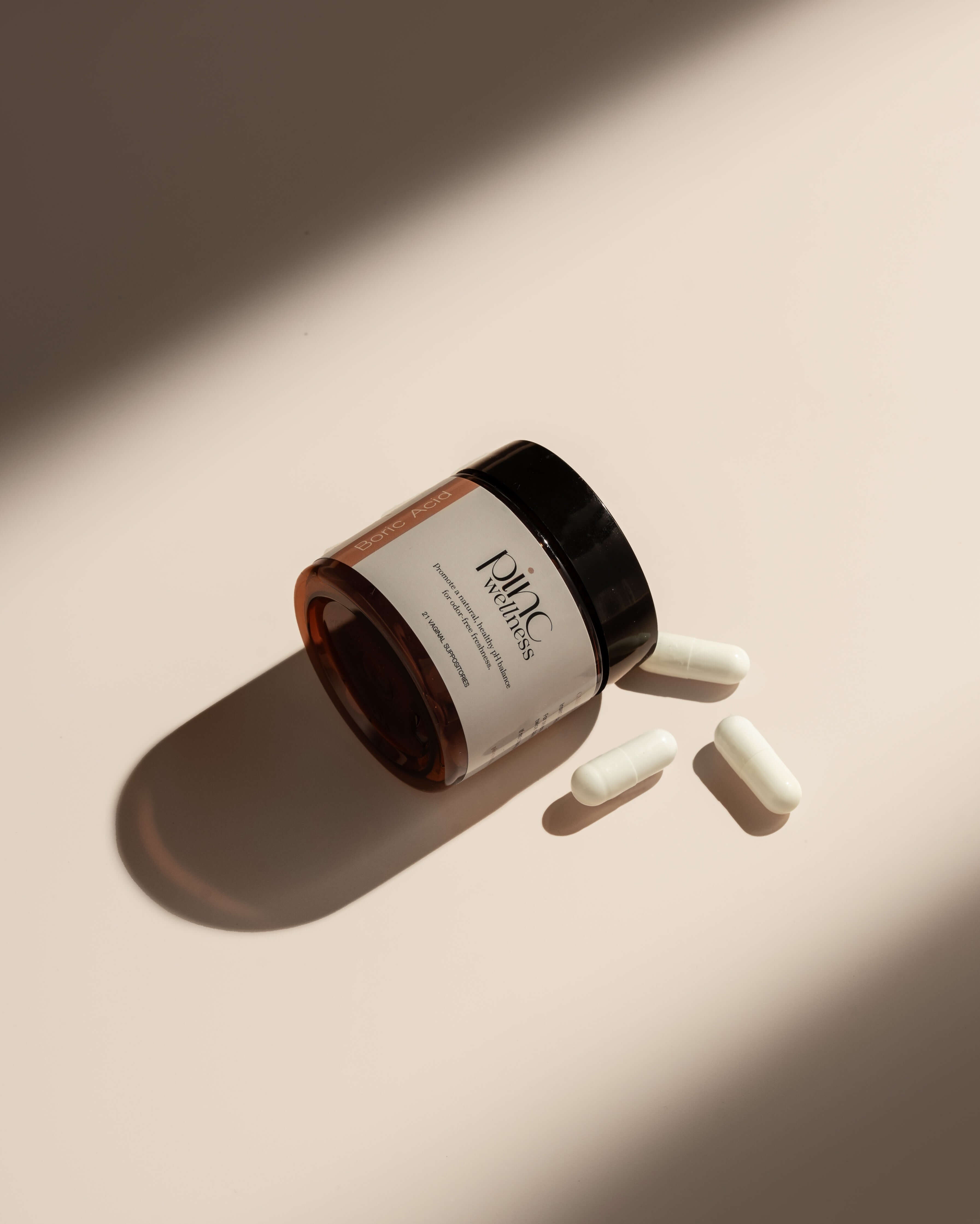 A jar of boric acid suppositories by Pinc Wellness