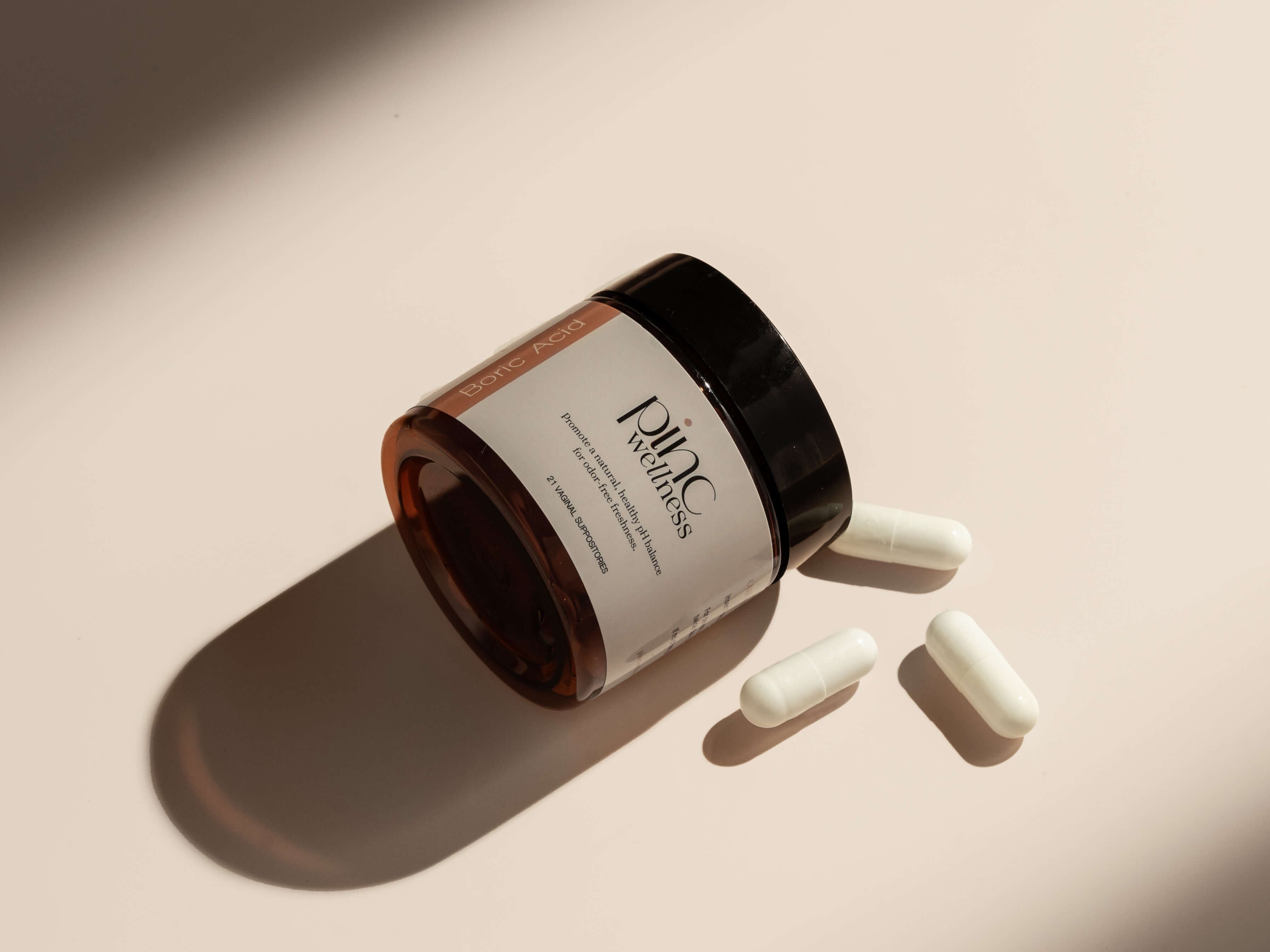 A jar of boric acid suppositories by Pinc Wellness