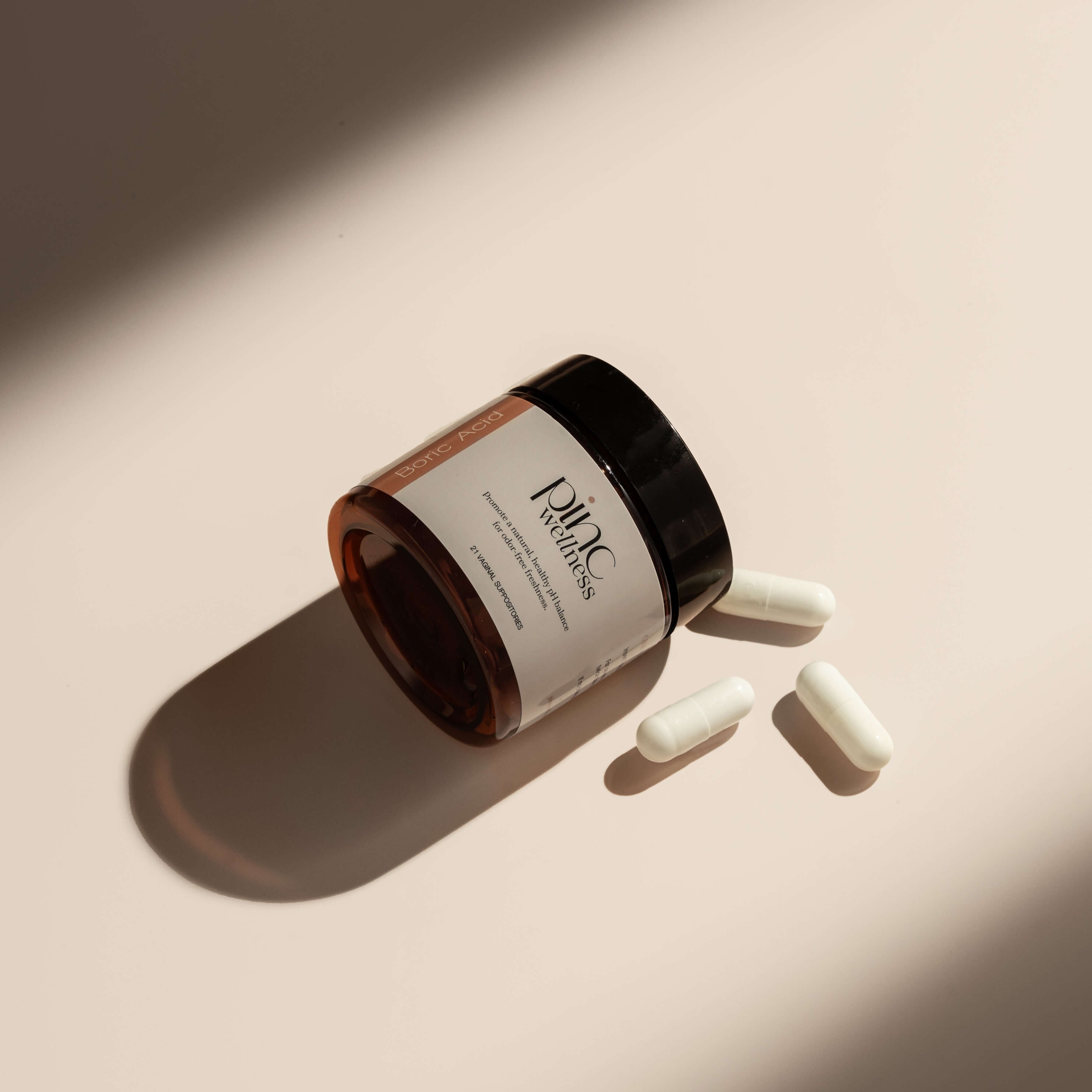 A jar of boric acid suppositories by Pinc Wellness