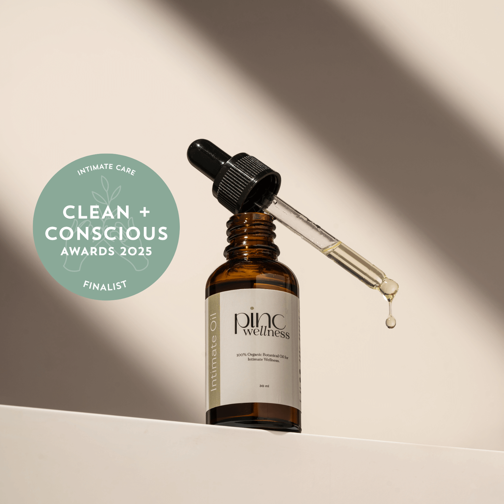 A soothing intimate oil for the delicate skin of the vulva by Pinc Wellness.