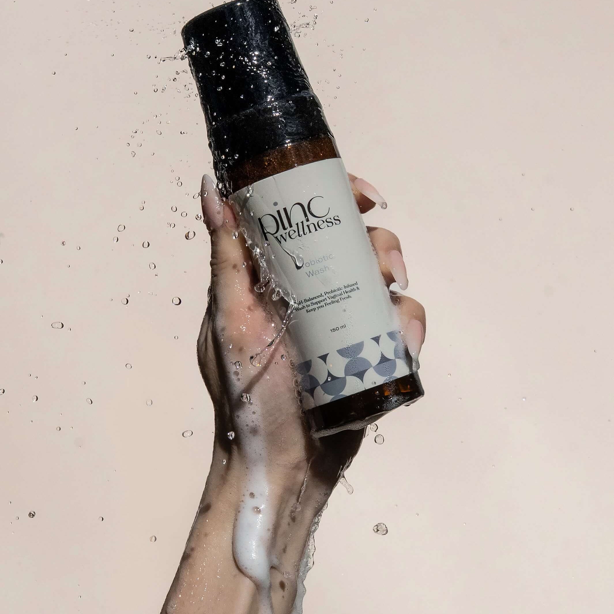 A bottle of probiotic intimate wash by Pinc Wellness